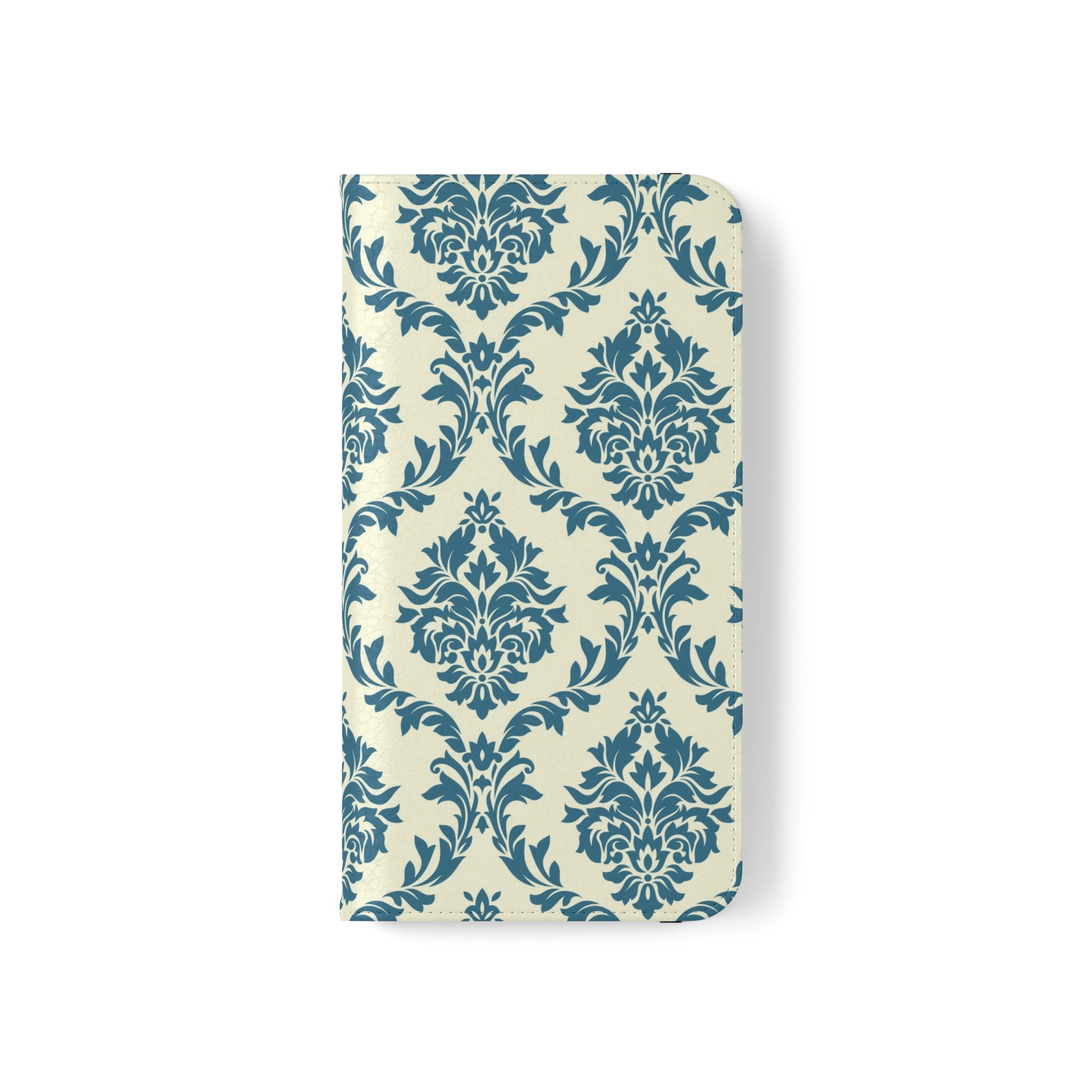 Cyan Floral  Vegan Leather Flip Case