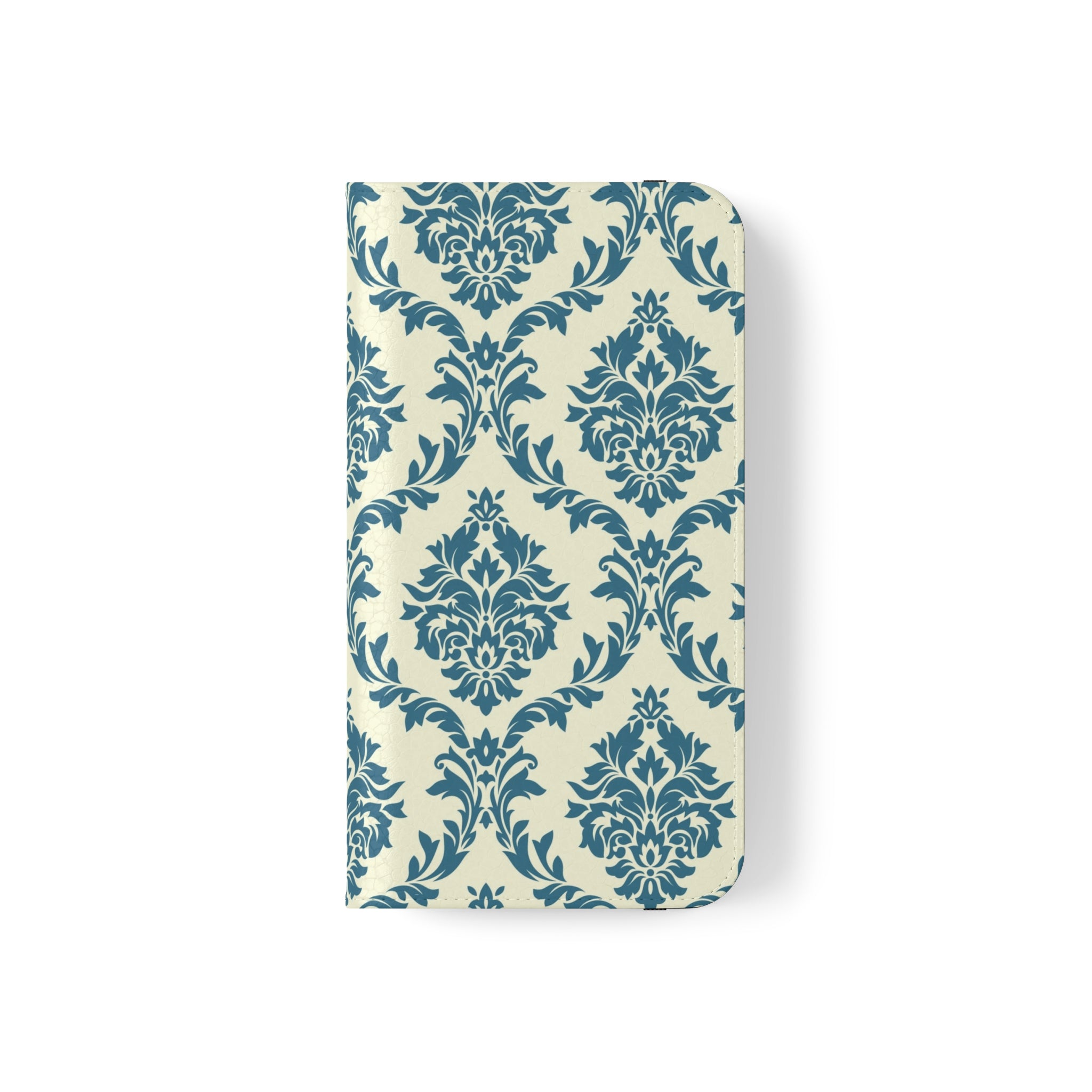 Cyan Floral  Vegan Leather Flip Case