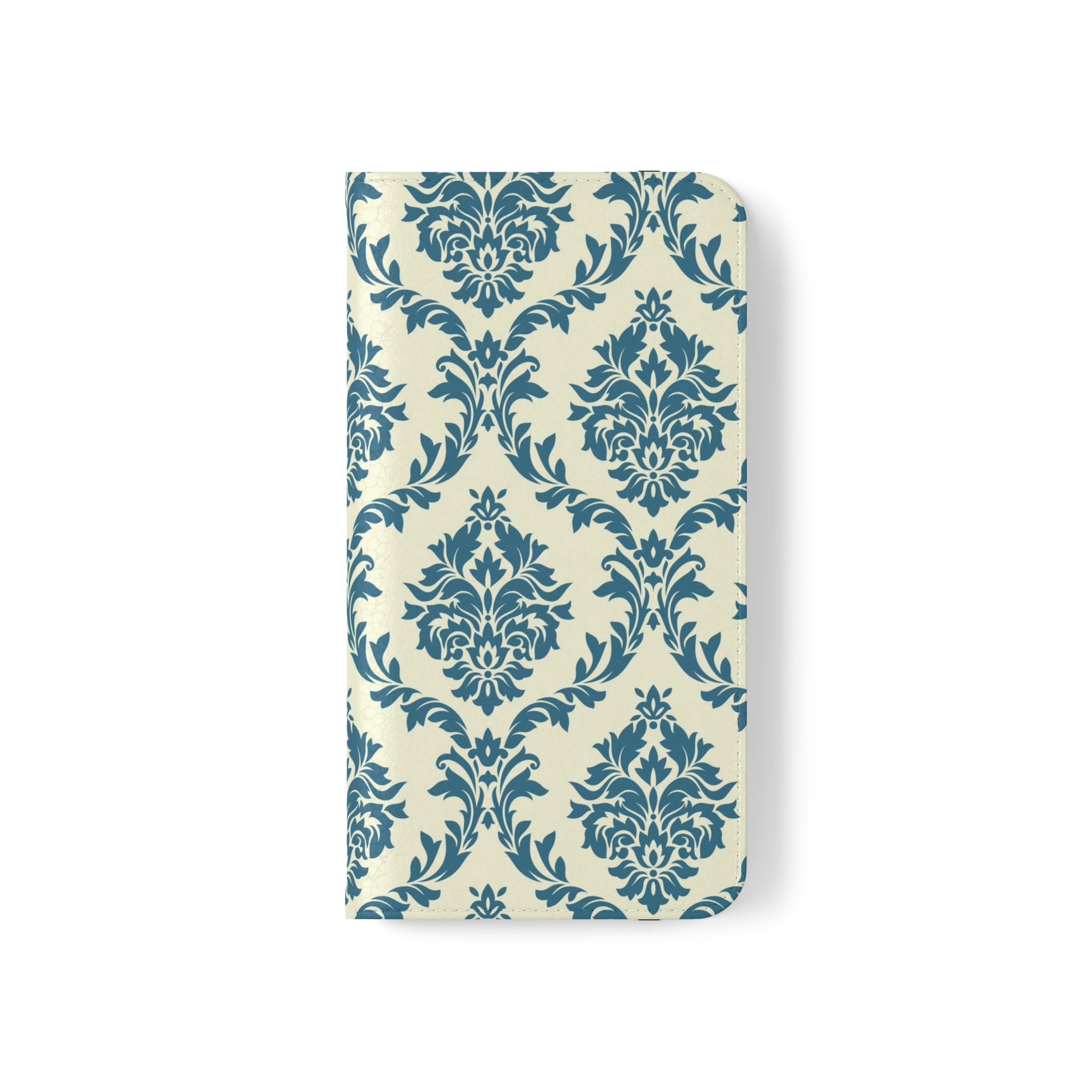 Cyan Floral  Vegan Leather Flip Case