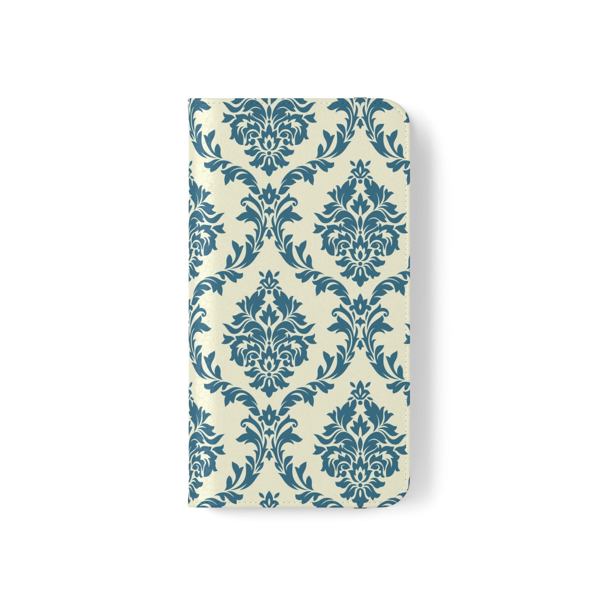 Cyan Floral  Vegan Leather Flip Case