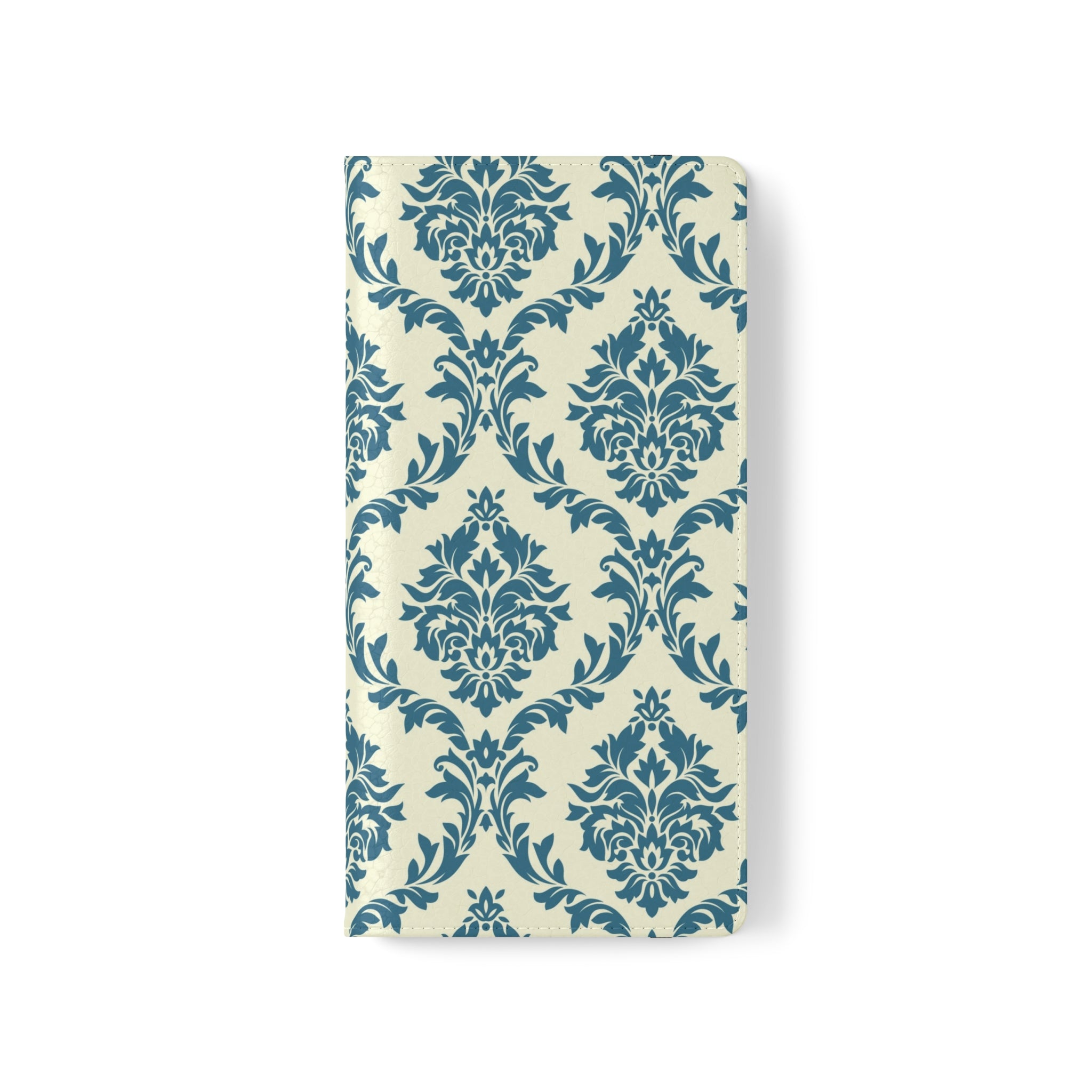 Cyan Floral  Vegan Leather Flip Case