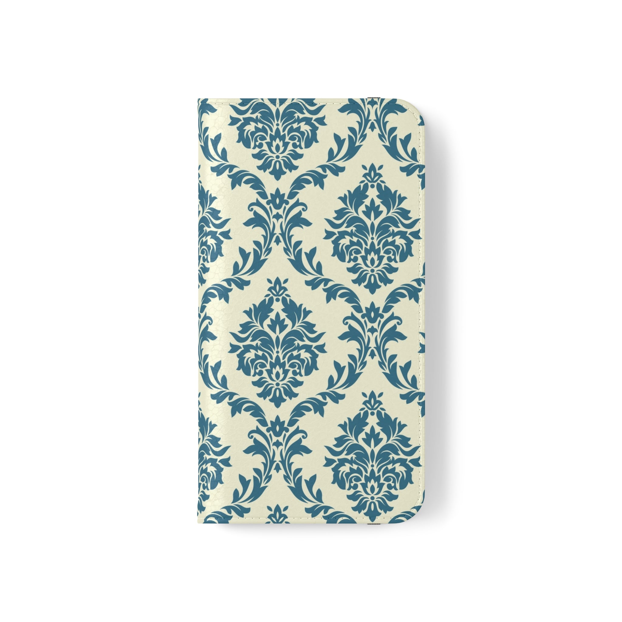 Cyan Floral  Vegan Leather Flip Case