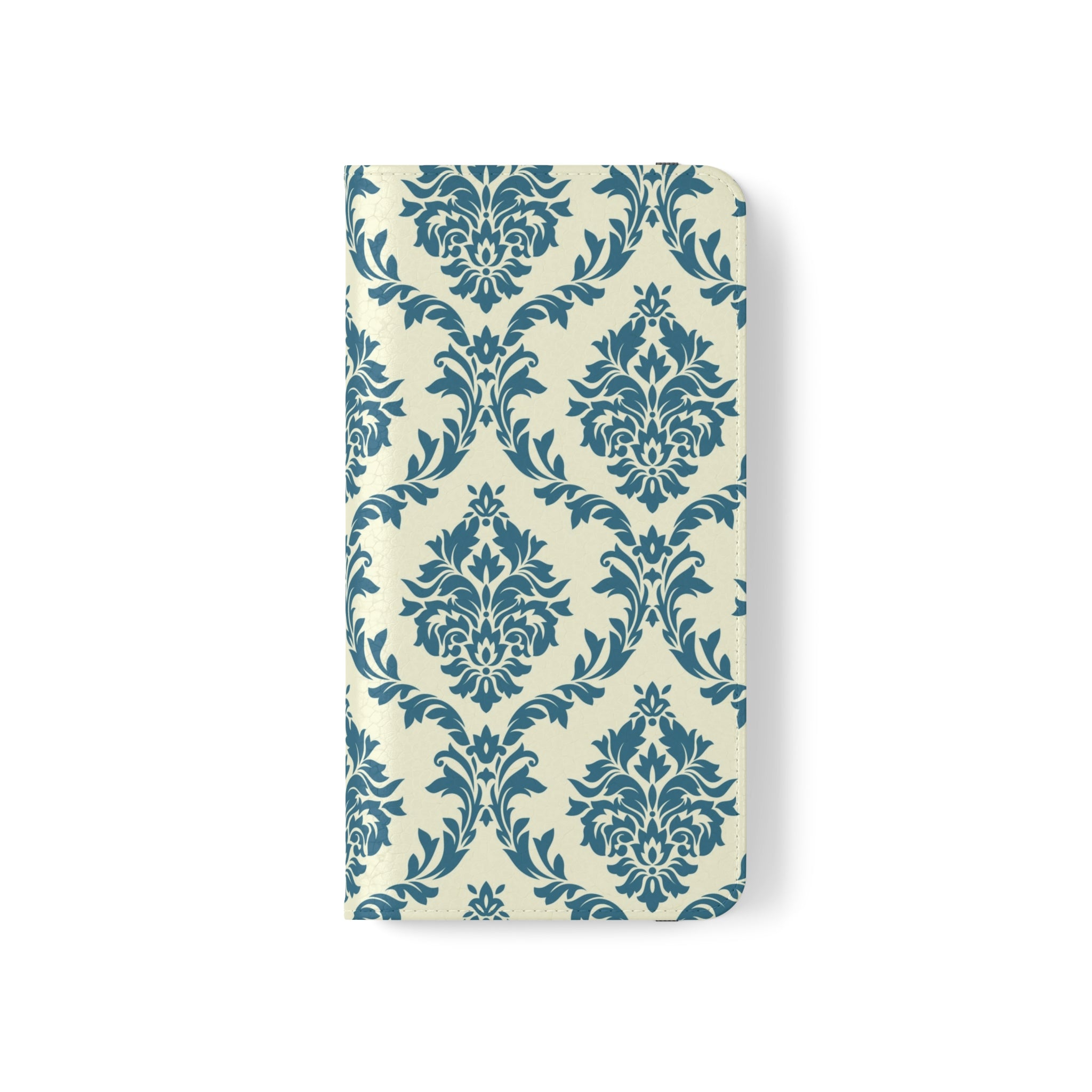 Cyan Floral  Vegan Leather Flip Case