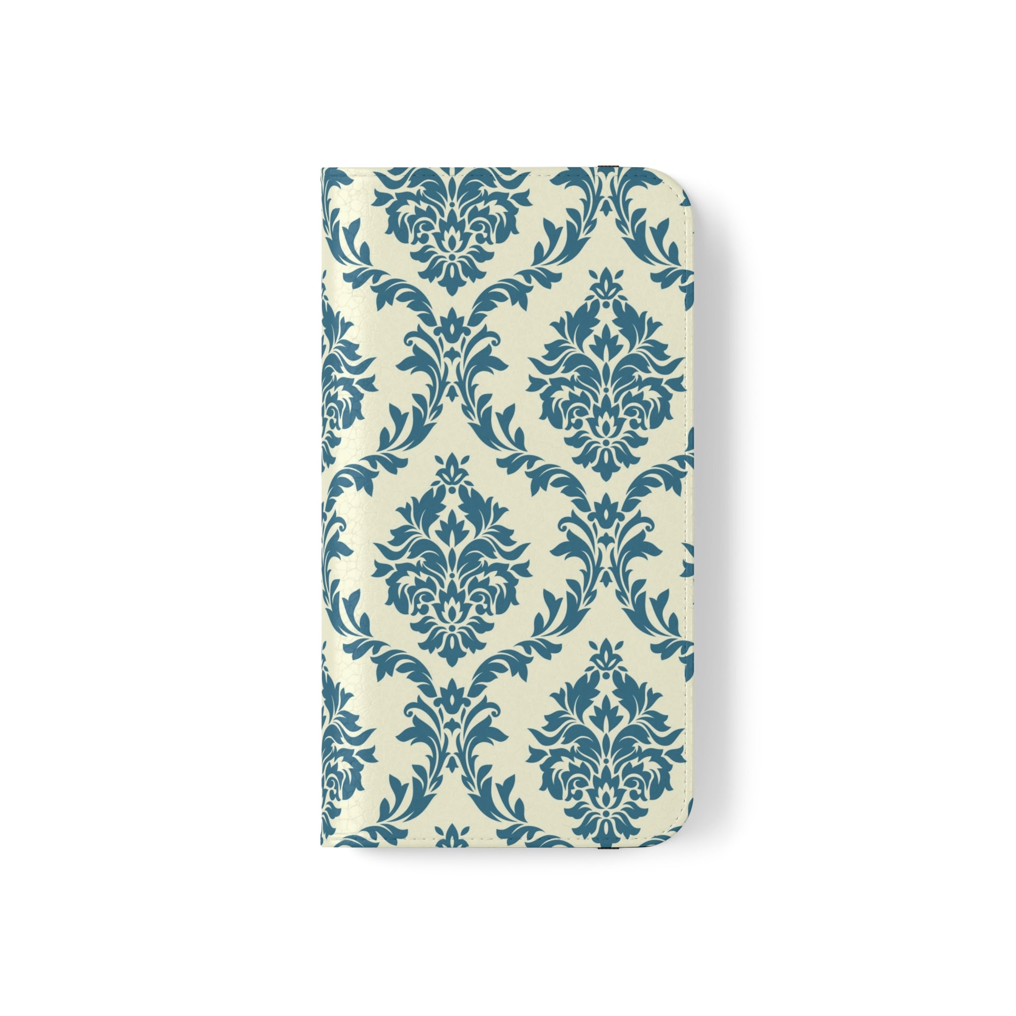 Cyan Floral  Vegan Leather Flip Case